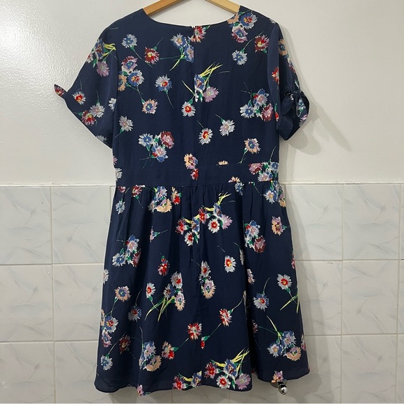 Madewell 12 Blue Floral 100% Silk Button Front Boho Cottagecore Retro Mini Dress - Picture 8 of 13